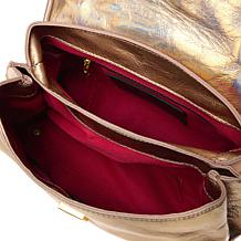 "As Is" Sharif Legacy Hologram Piega Leather Flap Front Satchel