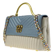 "As Is" Sharif Legacy Serpent Handle Quilted Leather Crossbody 