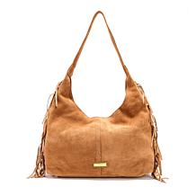 "As Is" Sharif Legacy Suede Metallic Fringe Hobo with Whipstitching