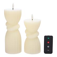 "As Is" South Street Loft Set of 2 Wax Flameless Knot LED Candles 