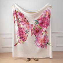 "As Is" SouthStreet Loft Floral Garden Butterfly Printed Throw