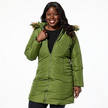 "As Is" Sporto® Daisy Water-Resistant Quilted Long Coat with Remova...
