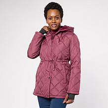 "As Is" Sporto® Meg Quilted Mid-Length Hooded Jacket