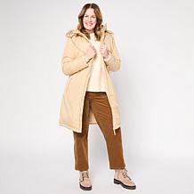 "As Is" Sporto® Melody Quilted Detachable Hood Long Coat