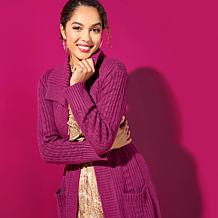 "As Is" Tower Hill by Christie Brinkley Cable Knit Cardigan