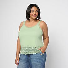 "As Is" Tower Hill by Christie Brinkley Lace Hem Layering Tank Top