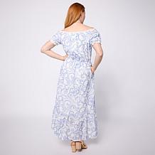 "As Is" Tower Hill by Christie Brinkley Off-Shoulder Embroidered Ma...