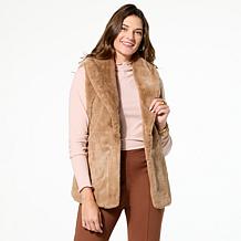 "As Is" TWRHLL by Christie Brinkley Belted Faux Fur Vest