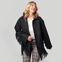 "As Is" TWRHLL by Christie Brinkley Brushed Faux Melton Jacket with...