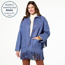 "As Is" TWRHLL by Christie Brinkley Brushed Faux Melton Jacket with...