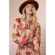 "As Is" TWRHLL by Christie Brinkley Crinkle Chiffon Tiered Maxi Dress