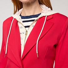 "As Is" TWRHLL by Christie Brinkley Crochet Zip-Out Dickey Blazer