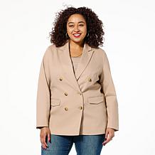 "As Is" TWRHLL by Christie Brinkley Double-Breasted Relaxed Blazer