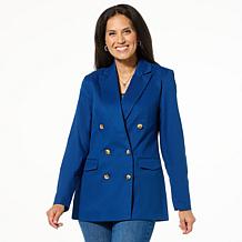 "As Is" TWRHLL by Christie Brinkley Double-Breasted Relaxed Blazer