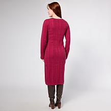 "As Is" TWRHLL by Christie Brinkley Henley Cable Knit Dress