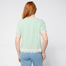 "As Is" TWRHLL by Christie Brinkley Lace Detail T-Shirt