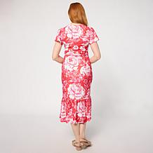 "As Is" TWRHLL by Christie Brinkley Printed Sweetheart Neck Dress