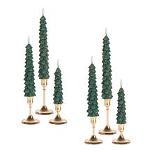 "As Is" Unmatched Christmas Tree Taper Candles with Holders - 12-pi...