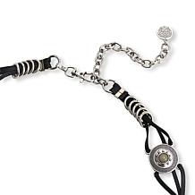 "As Is" Vince Camuto Leather Cord Laced Resin Stone Concho Belt