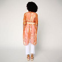 "As Is" Vince Camuto Printed Duster and Stretch Belt Set