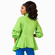 "As Is" Vivica A. Fox Collection High-Low Blouse with Rhinestone Em...
