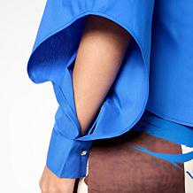 "As Is" Vivica A. Fox Collection Poplin Top with Rhinestone Buttons