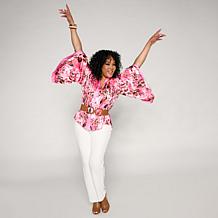 "As Is" Vivica A. Fox Collection Split-Sleeve Button-Down Top
