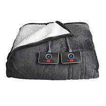 "As Is" Warm & Cozy Flannel Sherpa Heated Blanket - Queen