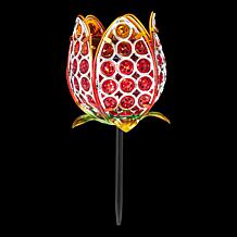 "As Is" Wind & Weather 3-in-1 LED Solar Jeweled Tulip Lantern