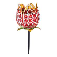 "As Is" Wind & Weather 3-in-1 LED Solar Jeweled Tulip Lantern