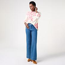 "As Is" Wynne Collection Printed Floral Sweater
