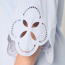 "As Is" WynneCollection Cotton-Blend Eyelet Bell Sleeve Top