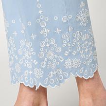 "As Is" WynneCollection FlatterFIT Embroidered Scallop Hem Ankle Pant
