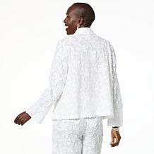 "As Is" WynneCollection Floral Jacquard Shirt