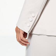 "As Is" WynneCollection Lace-Up Detail Knit Tuxedo Blazer