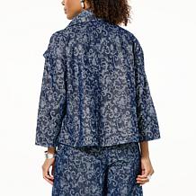 "As Is" WynneCollection Metallic Denim Jacquard Jacket