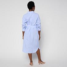 "As Is" WynneCollection Oxford Duster Shirt Dress