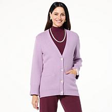 "As Is" WynneLayers Button-Front Rounded Sleeve Cardigan with Shaping