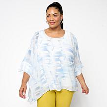 "As Is" WynneLayers Chiffon Poncho with Tank Top