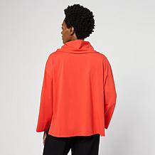 "As Is" WynneLayers Cotton Curved Hem Cowl Neck Top