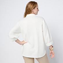 "As Is" WynneLayers Cotton-Spandex Top with Gathered Cuff