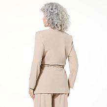 "As Is" WynneLayers Luxe Crepe Belted Jacket with Grommet Detail