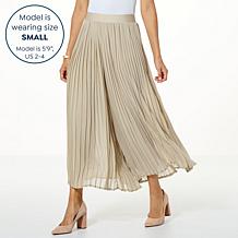 "As Is" WynneLayers Pull-On Pleated Pant with Chiffon Overlay
