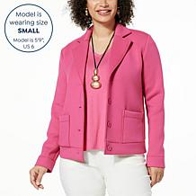 "As Is" WynneLayers Scuba Knit Button-Down Jacket