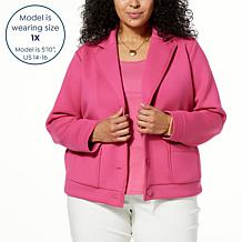 "As Is" WynneLayers Scuba Knit Button-Down Jacket