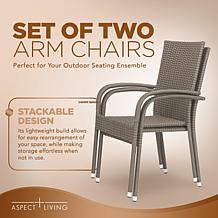Aspect Living Morgan Outdoor Wicker Chair 2-Pack - Weathered Gray