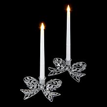 august & leo 2-Piece Jeweled Bow Candle Holders