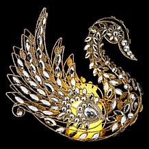 august & leo 9" Jeweled Glitter Swan Décor with Flameless Candle