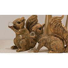 august & leo Set of 2 Jeweled Squirrel Statues