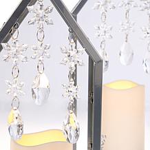 august & leo Snowflake & Crystal Metal Lantern - Set of 2